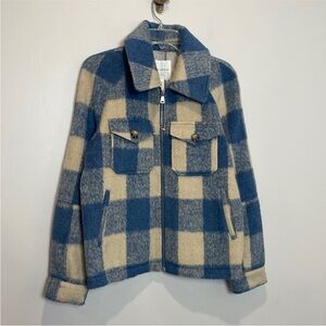 Avec Les Filles Blue Tan Plaid coat